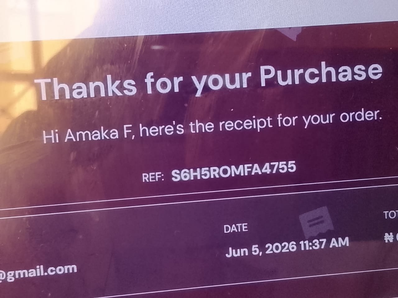 Selar mobile receipt for the WhatsApp Sales Engine — buyer Amaka Uzo