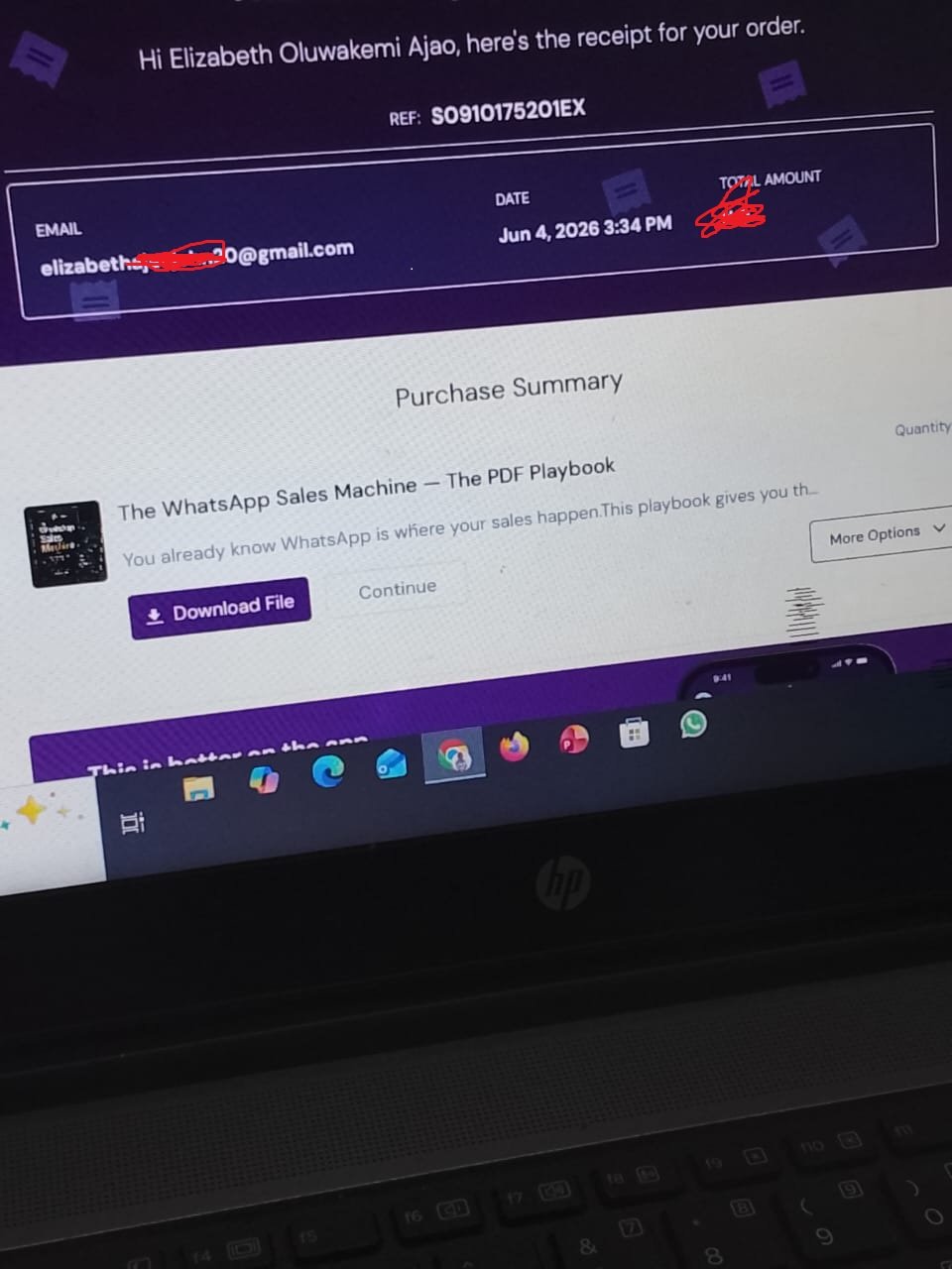 Selar purchase summary and delivery email notification for the WSE Playbook